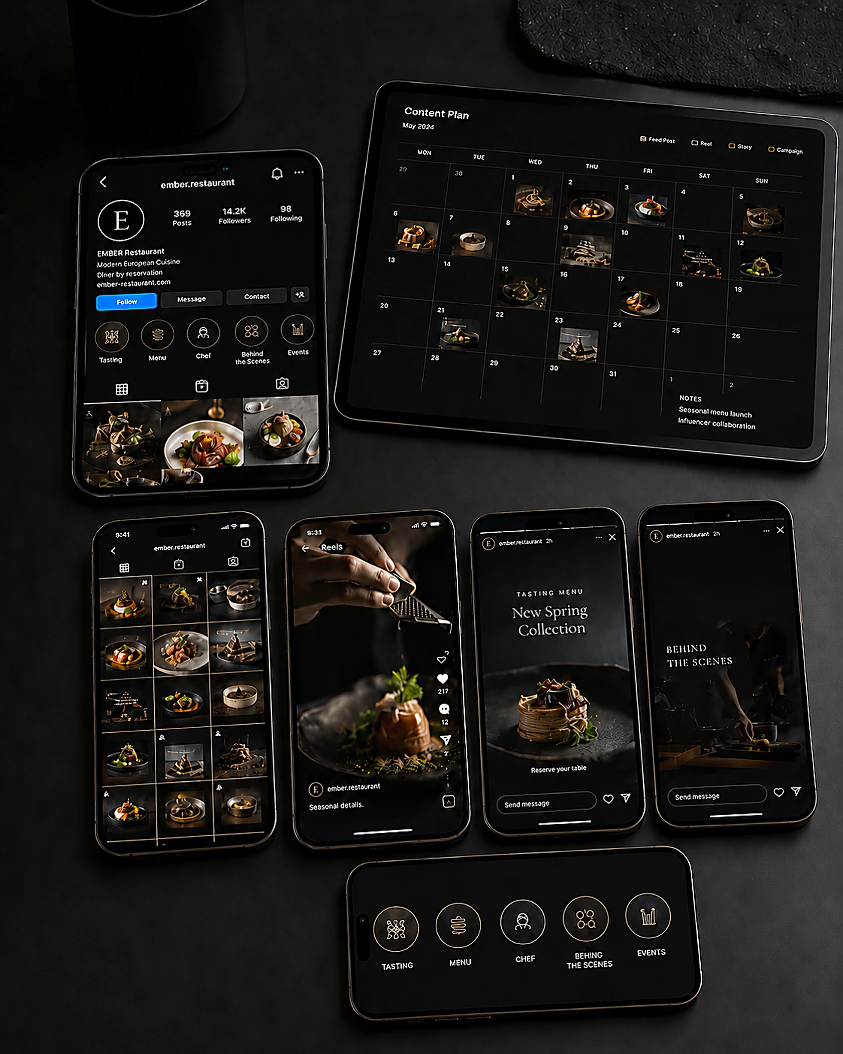 Ember Restaurant Social Media Designstudie von Vyros Studios