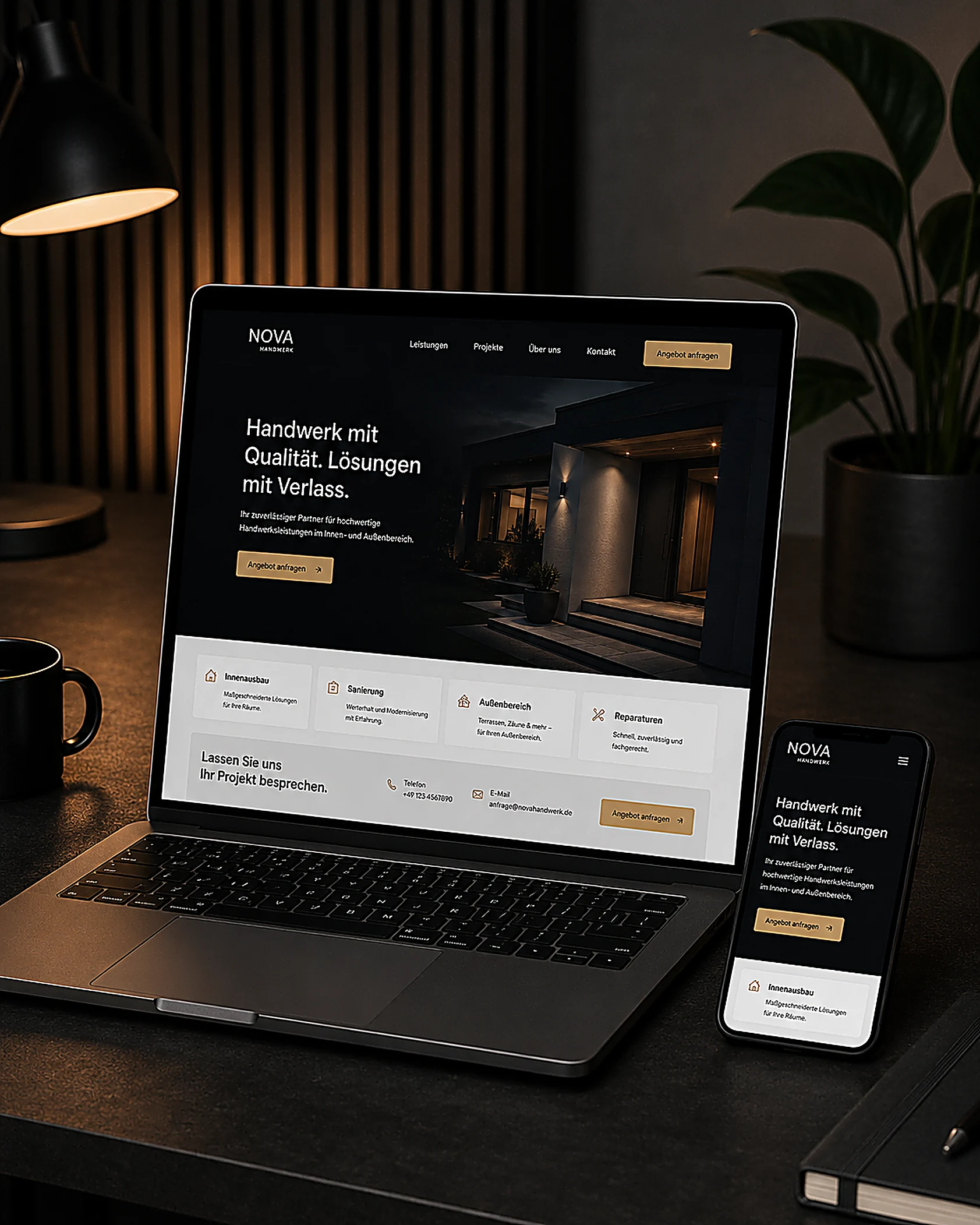 NOVA Handwerk Webdesign Konzeptstudie von Vyros Studios